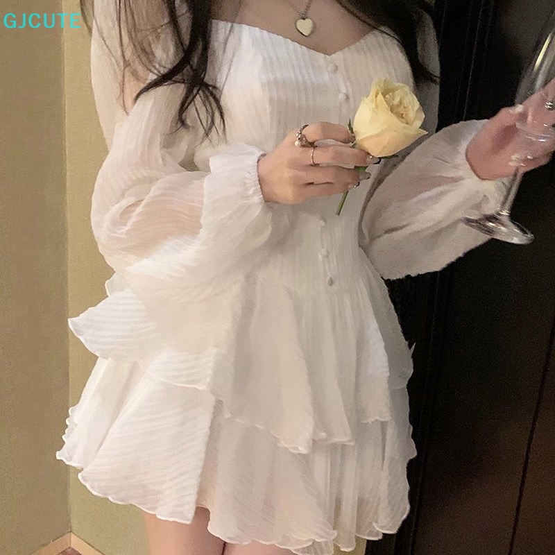 GJCUTE Đầm Chiffon Hàn Quốc Ngọt Ngào Xinh Xắn Cho Nữ WTD