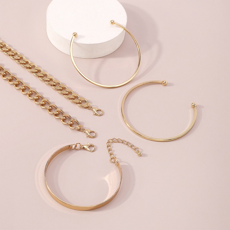 Ygt Set 5 Vòng Đeo Tay Phong Cách Punk Curb Thời Trang Dành Cho Nữ