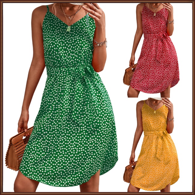 Đầm Cổ Chữ V Lưng Cao Xẻ Tà In Họa Tiết Hoa Thanh Lịch Thời Trang Mùa Hè Cho Nữ