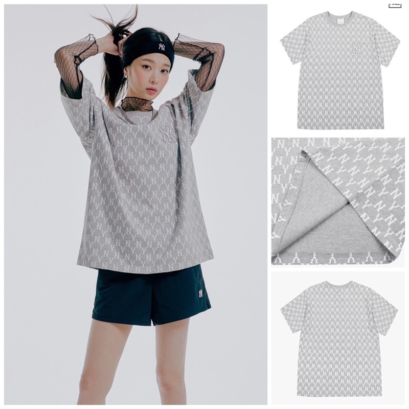 Áo MLB Monogram Xám Ghi Full Tag Mẫu Mới Nhất Logo Thêu