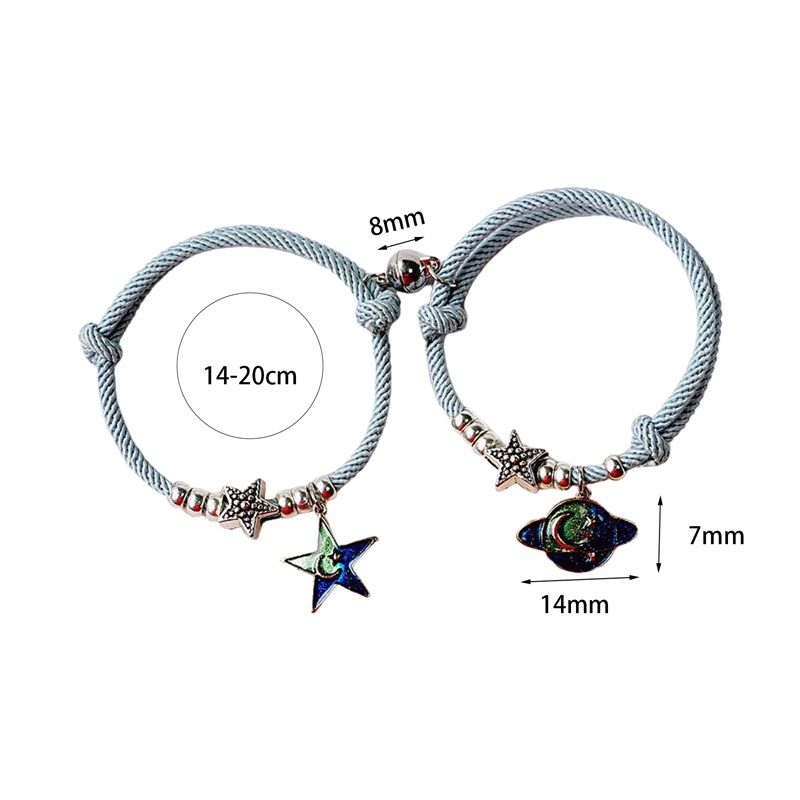 Ygt Set 2 Vòng Tay Dây Thừng Mặt Trăng Ngôi Sao Có Thể Điều Chỉnh Thời Trang Cho Cặp Đôi