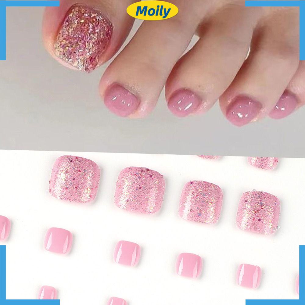 MOILYVN Bộ 24 Móng Chân Giả Trang Trí Nghệ Thuật