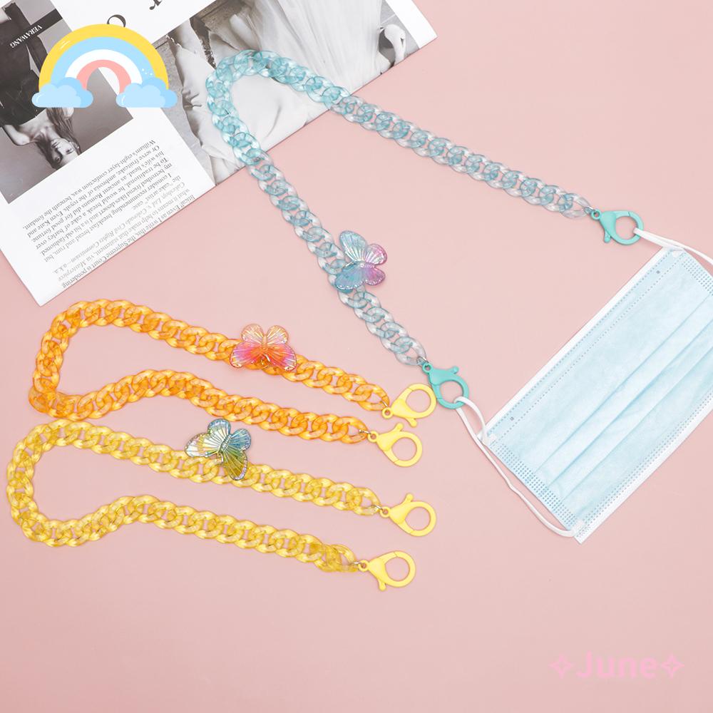 JUNE Dây Đeo Mắt Kính Xỏ Hạt Acrylic Hình Bướm Đa Năng Chống Thất Lạc