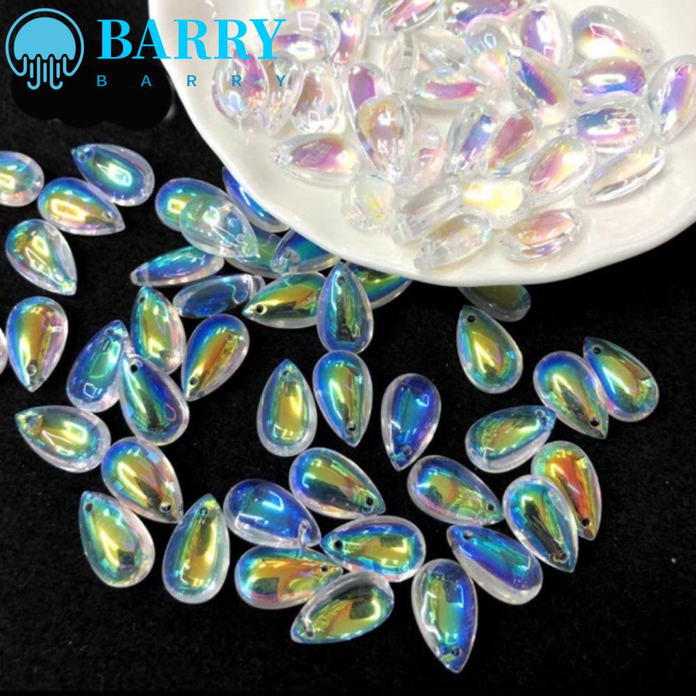 BARRY Bộ 100 Hạt Nhựa AB Hình Giọt Nước Nhiều Màu Trong Suốt Dùng Làm Trang Sức