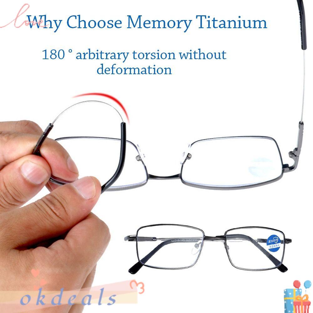 OKDEALS Mắt Kính Đọc Sách Gọng Vuông Bằng Kim Loại Ánh Sáng Xanh Chống Ánh Sáng Xanh Thanh Lịch Bảo Vệ Mắt Cho Nam Và Nữ