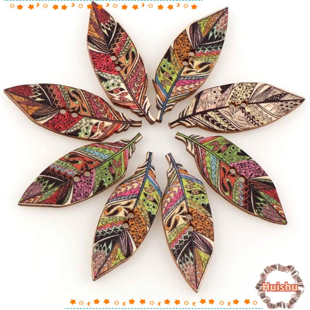 HS Nút Gỗ Hình Chiếc Lá Nhiều Màu Sắc