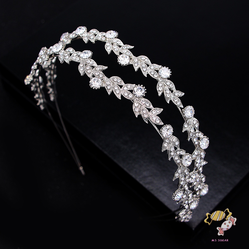 YADORNOS  Băng Đô Cài Tóc Bằng Hợp Kim Bạc Không Gây Dị Ứng Đính Pha Lê Thời Trang