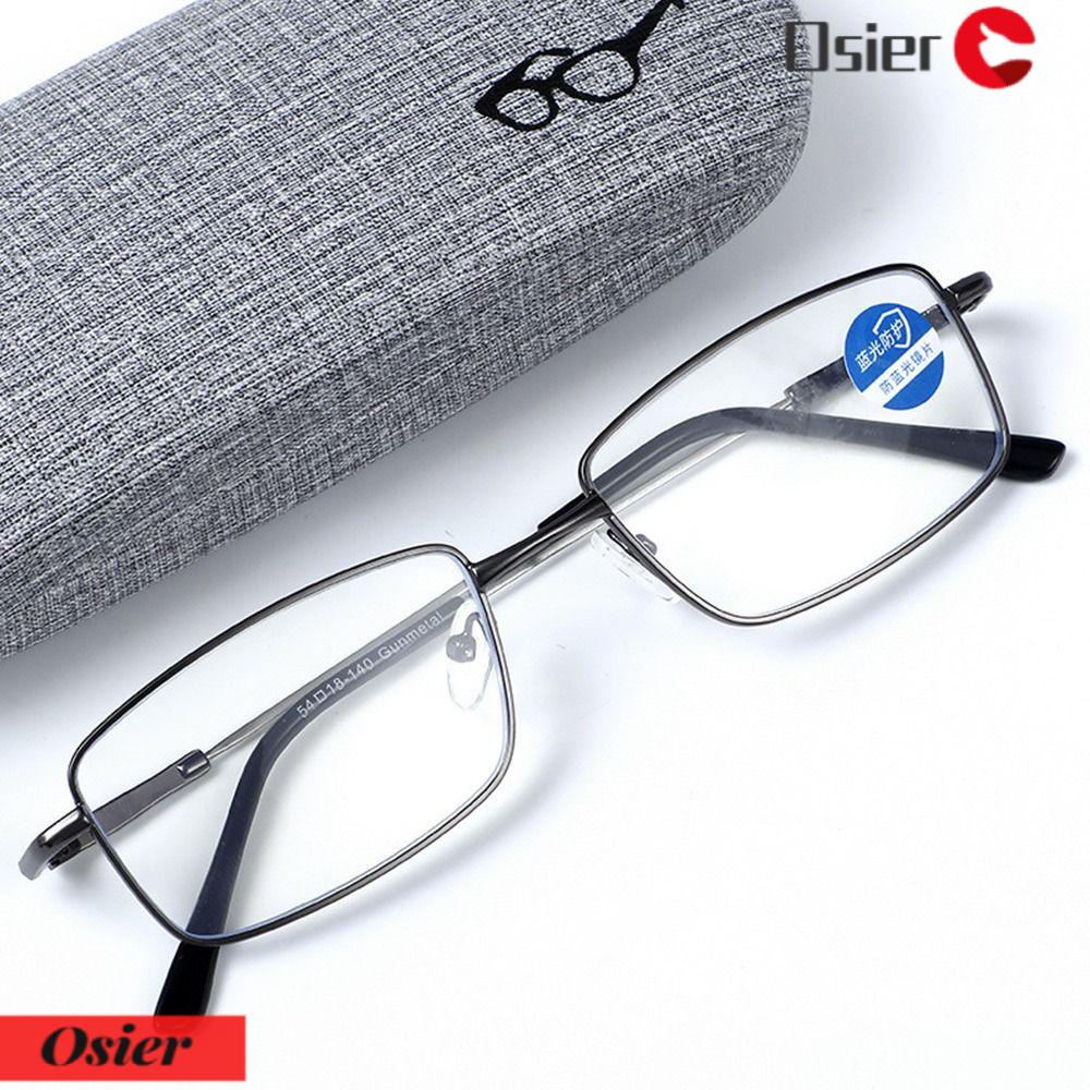 OSIER1 Mắt Kính Đọc Sách Gọng Vuông Bằng Kim Loại Ánh Sáng Xanh Chống Ánh Sáng Xanh Siêu Nhẹ Bảo Vệ Mắt Thanh Lịch Cho Văn Phòng
