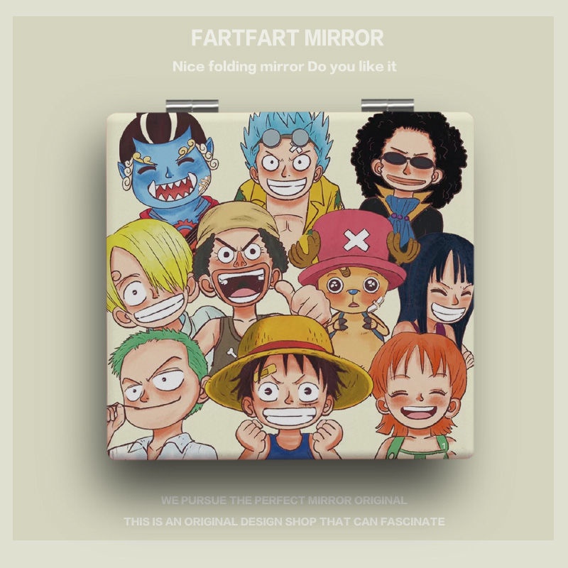 Gương Trang Điểm Mini Gấp Gọn Họa Tiết Hoạt Hình One Piece Đẹp Mắt