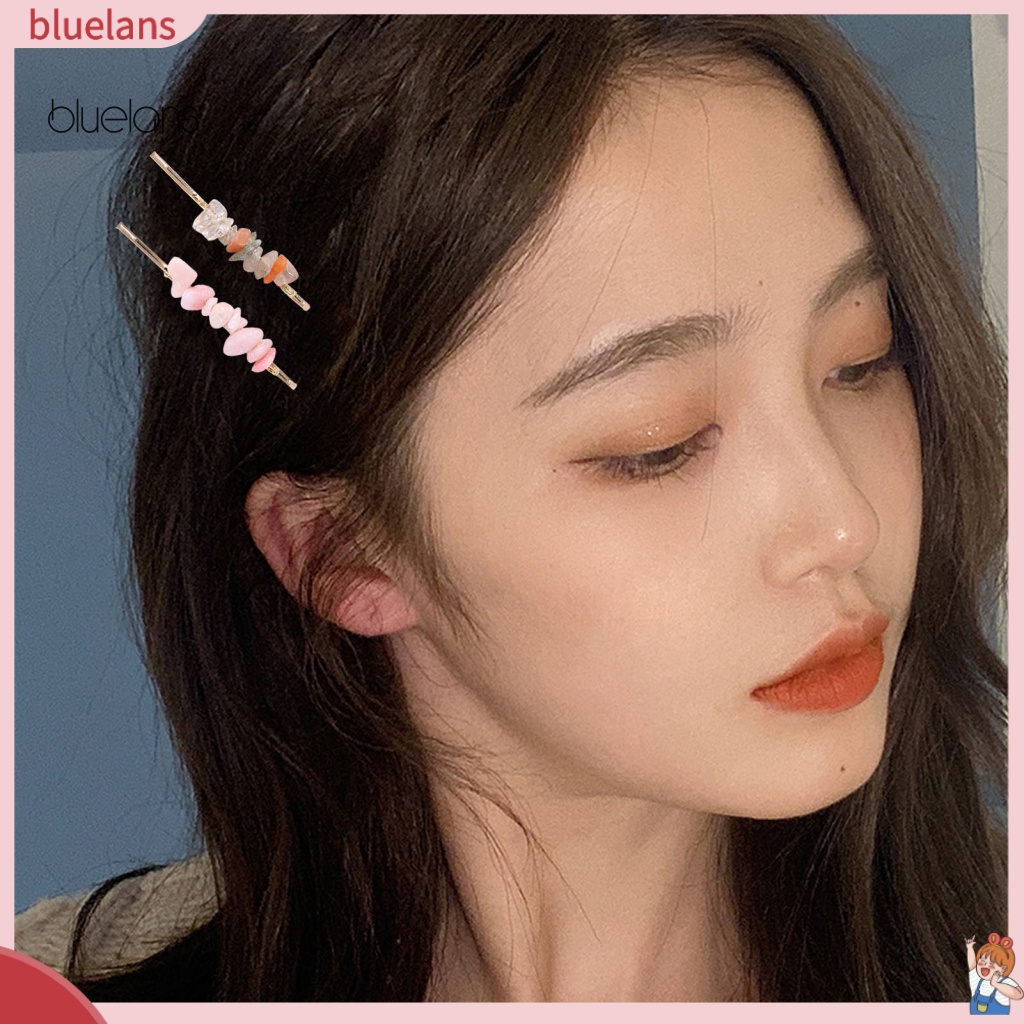 Set 5 Kẹp Tóc Kim Loại Đính Đá Tự Nhiên Đơn Giản Thanh Lịch Dành Cho Nữ