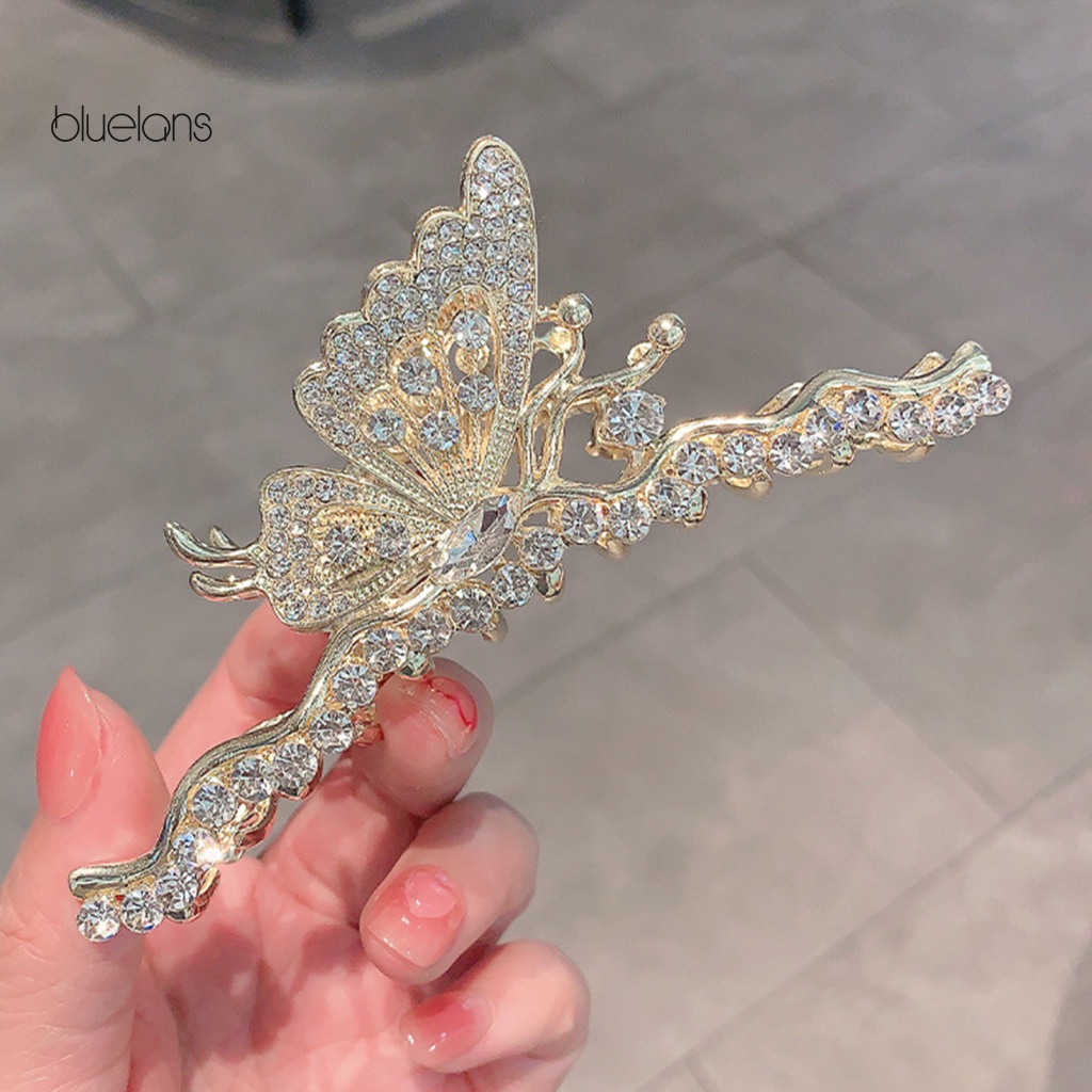 Set 2 Kẹp Tóc Càng Cua Lớn Đính Đá Lấp Lánh Chống Trượt