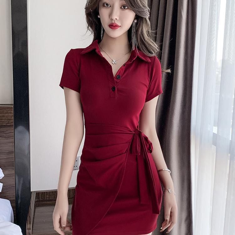 Đầm Dài Ôm Eo Một Mảnh Gợi Cảm Thiết Kế Không Đồng Đều Buộc Dây Nhấn Eo Thời Trang Cho Nữ Niche