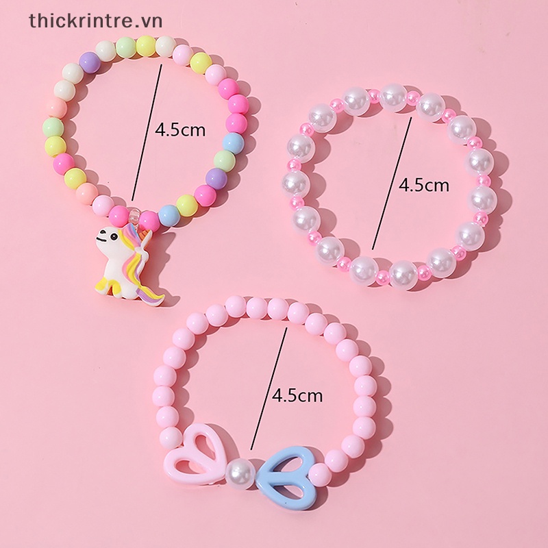 Set 3 Vòng Tay Chuỗi Hạt Nhiều Màu Sắc Dễ Thương Cho Bé Gái