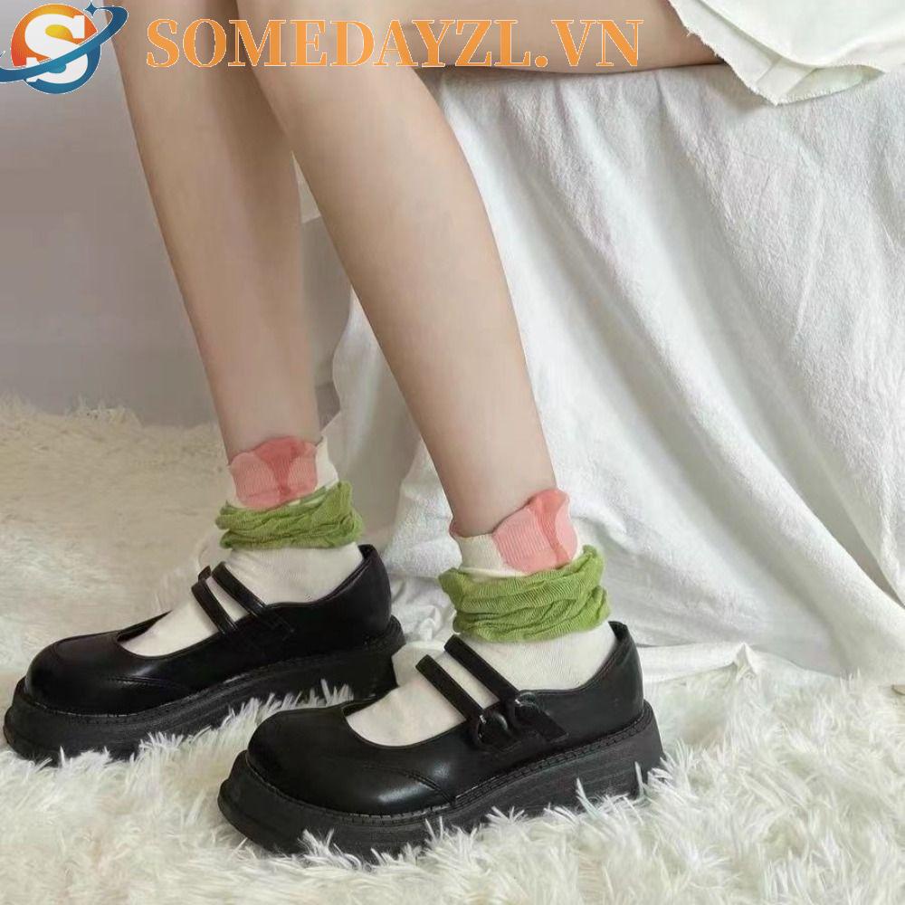 SOMEDAYZL Vớ Mềm Mỏng Thấm Hút Mồ Hôi Thoáng Khí In Họa Tiết Hoa Đơn Giản