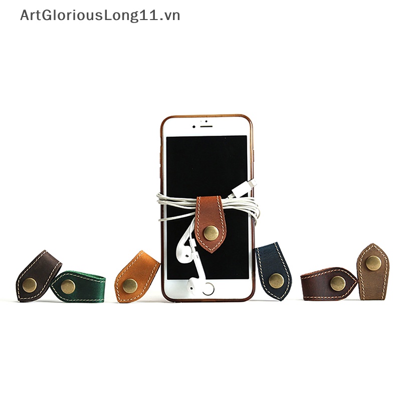 Kẹp Da Quấn Dây Cáp Sạc USB Để Bàn Bảo Vệ Mang Đi Tiện Lợi