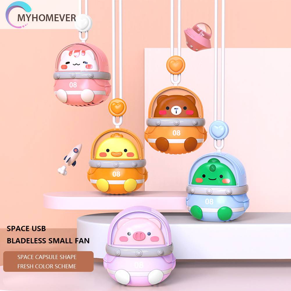 Quạt Làm Mát USB Mini Đeo Cổ 3 Tốc Độ Hình Động Vật Di Động Cho Nhà Ở