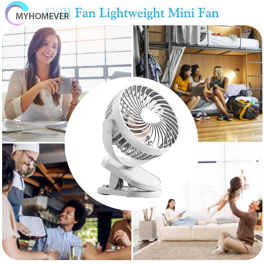 Quạt Điện Để Bàn Dạng Kẹp 3 Tốc Độ Yên Tĩnh 1200mAh Có Cổng Sạc USB Cho Học Sinh