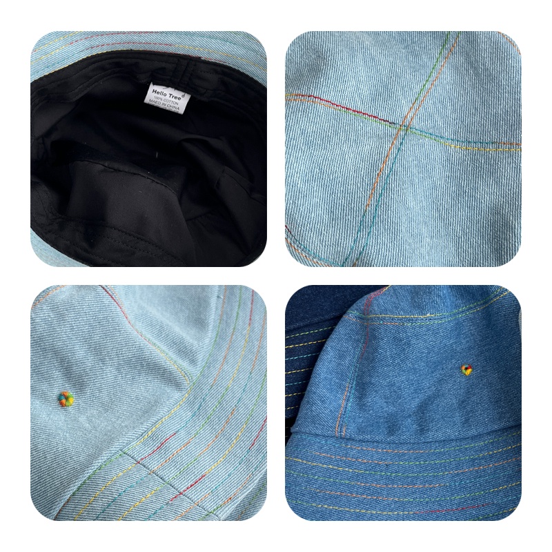 Nón Tai Bèo Denim Chống Nắng Màu Cầu Vồng Kiểu Hàn Quốc Thời Trang Mùa Hè Cho Nam Và Nữ