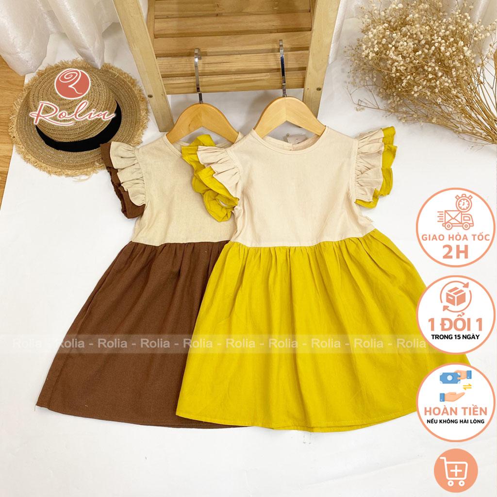 Váy bé gái cánh tiên ROLIA chât thô cotton váy mùa hè cho bé từ 2-10 tuổi VT152