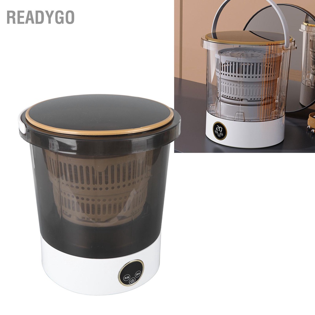 ReadyGo Có hàng sẵn Máy Giặt Mini 6L 30W Di Động Quần Áo Trẻ Em Đồ Lót Vớ Có Xô Thoát Nước 100‑240V