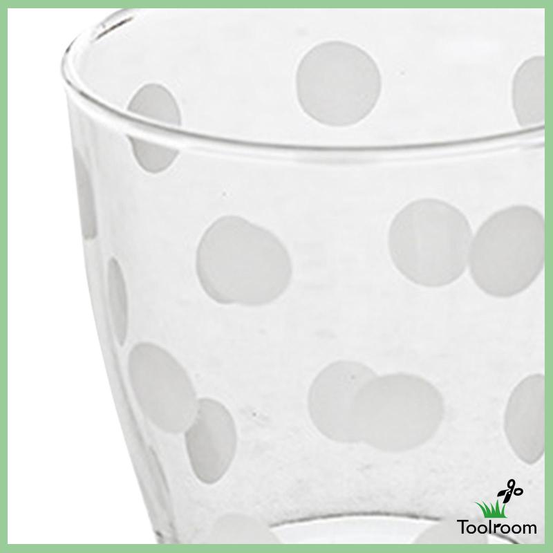 Kính Cốc Uống Cà Phê Bằng Thủy Tinh Trong Suốt Họa Tiết Chấm Bi Trắng Phong Cách Vintage
