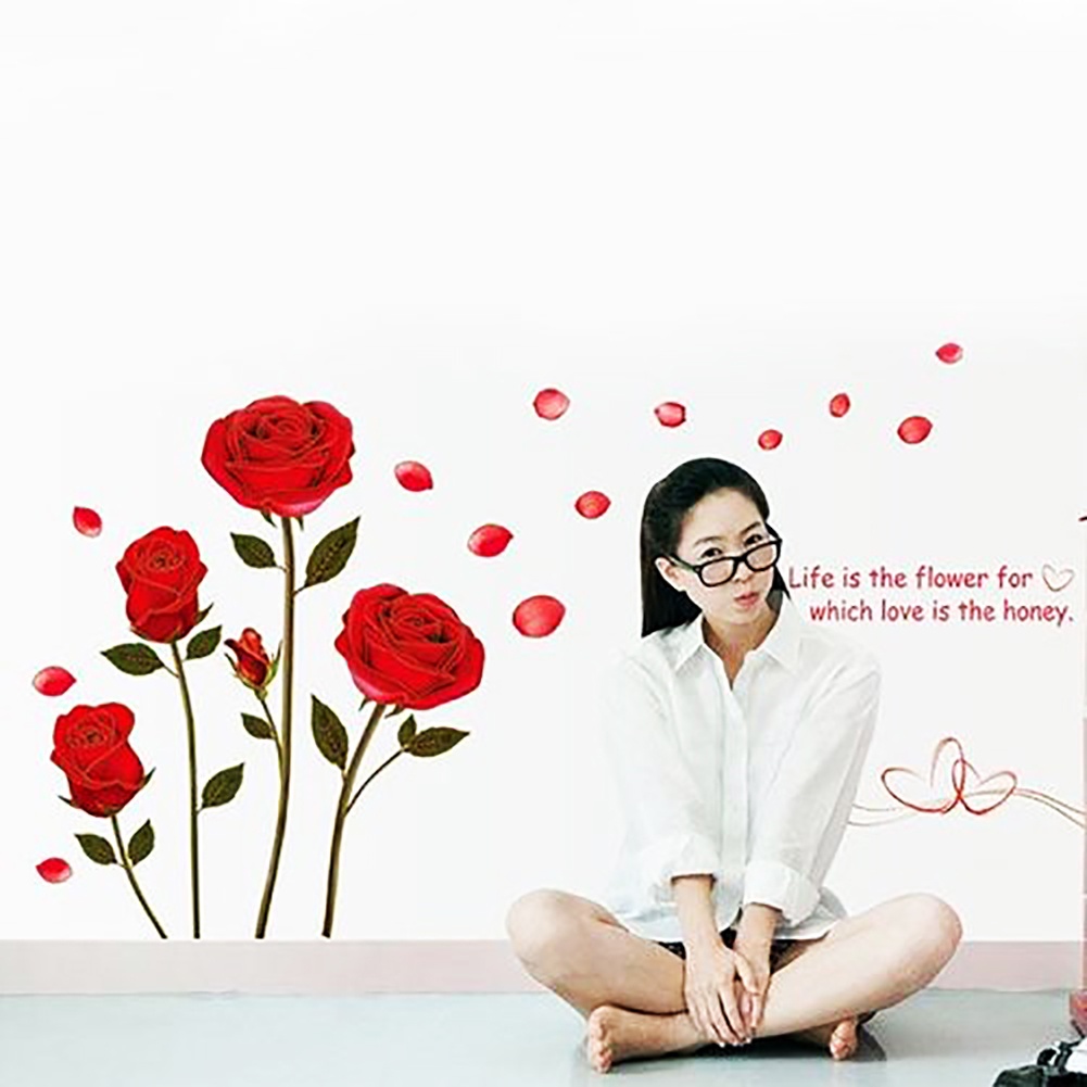 Miếng Dán Tường Trang Trí Hình Hoa Hồng DIY