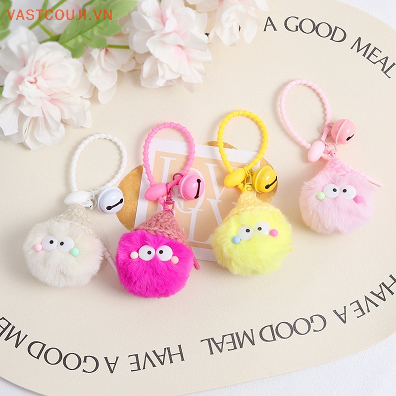 Móc Khóa Quả Cầu Lông Xù Hoạt Hình VASTJI Dễ Thương Dành Cho Nữ