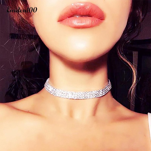 [EMDEN] Vòng Cổ Choker Ngắn Đính Kim Cương Giả Lấp Lánh Thời Trang Cho Nữ