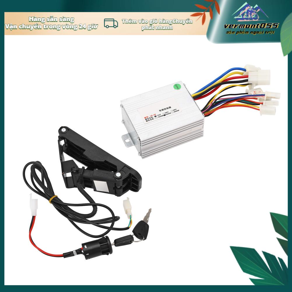 Vermont055 Bộ điều khiển động cơ tốc độ 24V 500W và bàn đạp ga có phím khóa cho xe điện Scooter