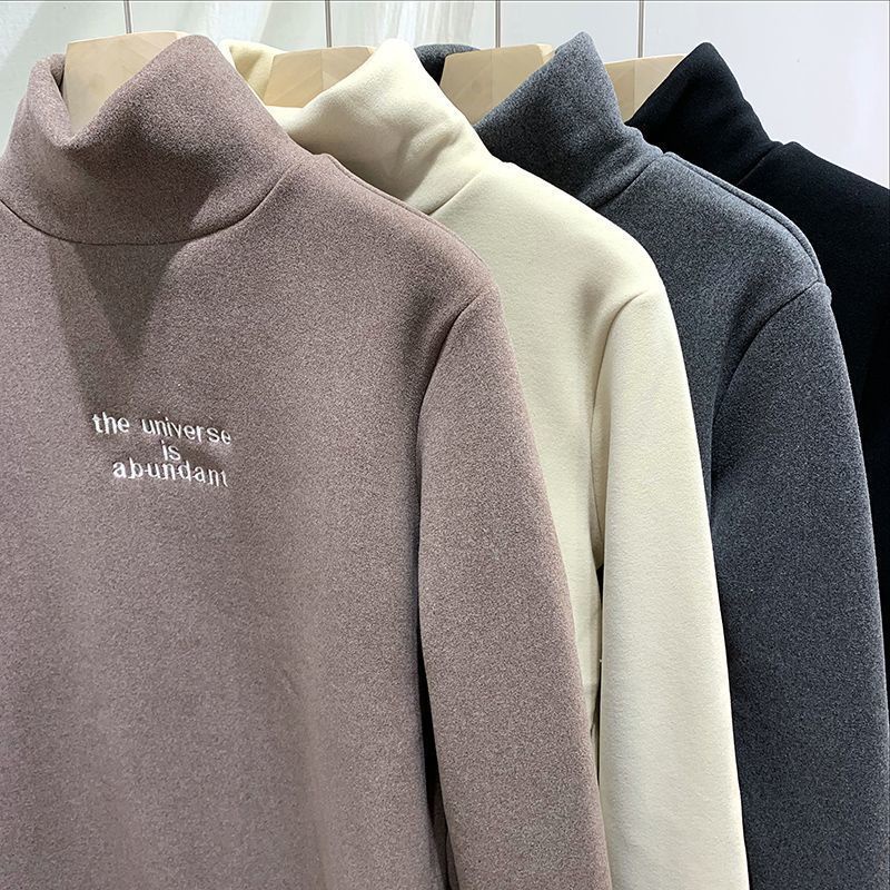 Áo Thun Nữ Tay Dài Cổ Cao Vải Nhung Ấm Áp