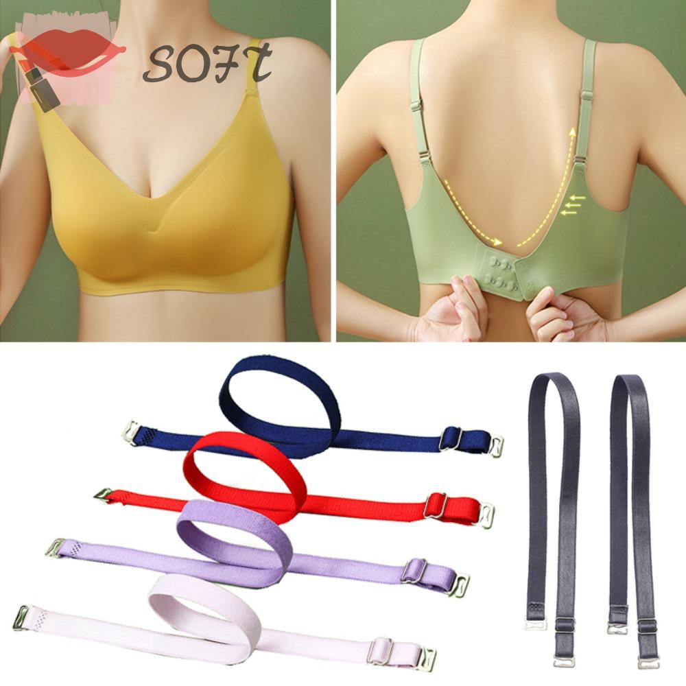 SOFTNESS Set 4 Cặp Dây Áo Ngực Chống Trượt Co Giãn Màu Trơn Thời Trang Dành Cho Nữ