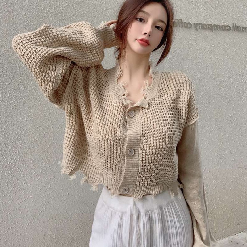 Áo Khoác Dệt Kim Tay Dài Dáng Rộng Phong Cách Hàn Quốc Thời Trang Mùa Thu Cho Nữ