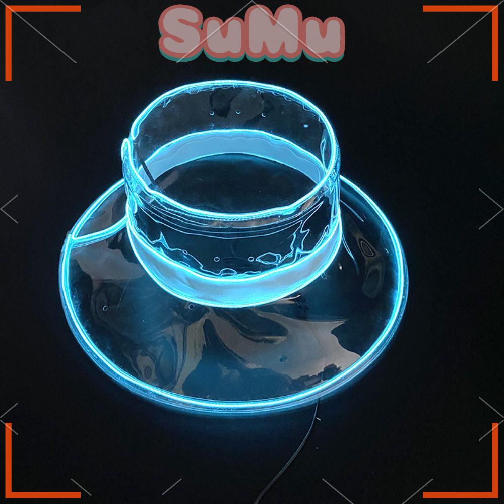 SUMU Nón Tai Bèo Rộng Vành Bằng PVC Trong Suốt Chống Thấm Nước Màu Dạ Quang Thời Trang Mùa Hè