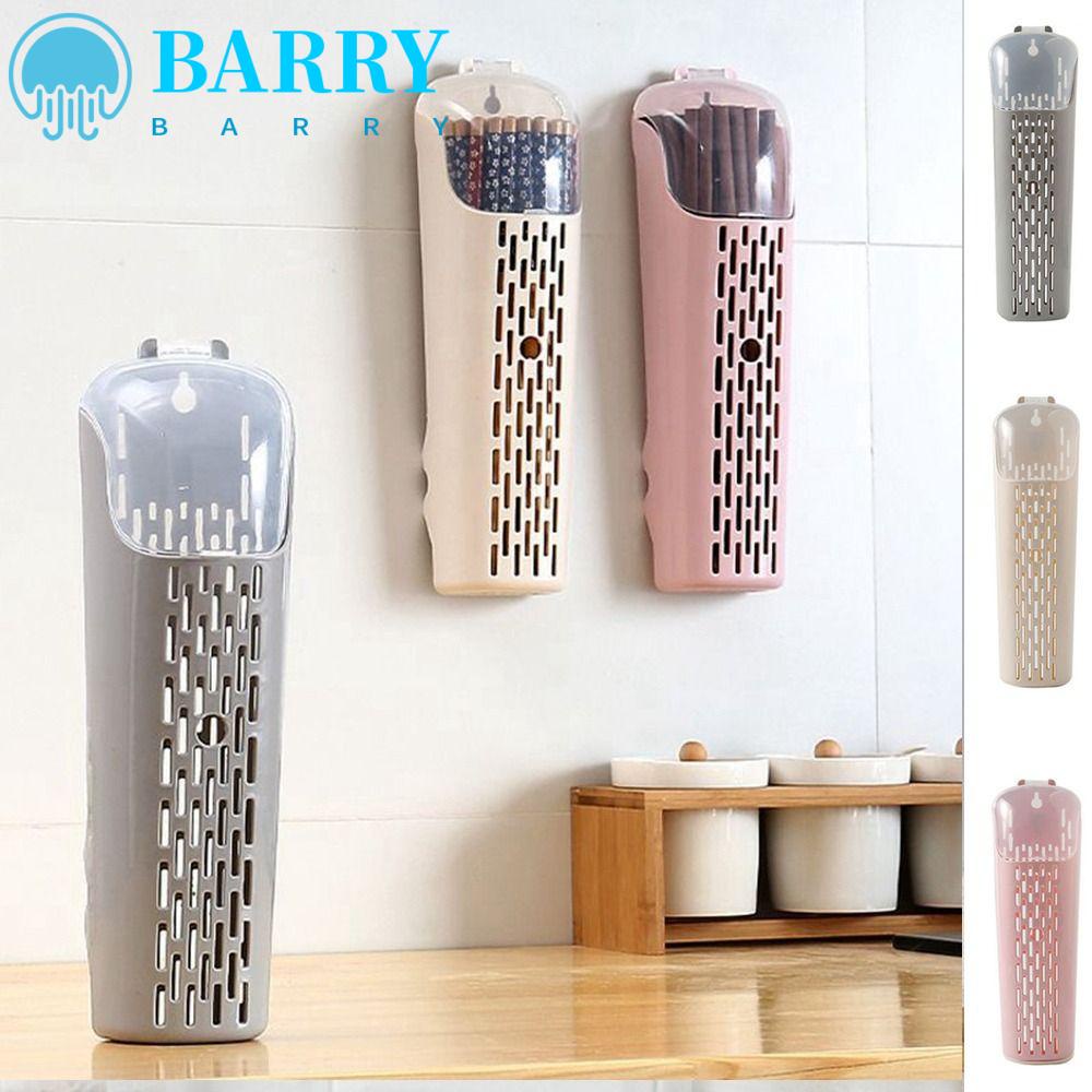 BARRY Ống Đựng Đũa Gắn Tường Bằng Nhựa Chống Ẩm Có Nắp Đậy Tiện Lợi