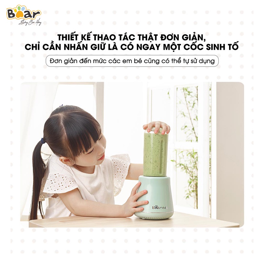 Máy Xay Sinh Tố Cầm Tay Bear, Xay Hoa Quả Công Suất Lớn, Chất Liệu An Toàn LLJ-D04A1 - Hàng Chính Hãng