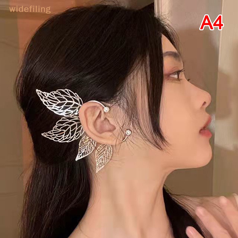 1 Bông Tai Đeo Vành Tai Hình Lá Phong Rỗng Đính Đá Zircon Thời Trang Cho Nữ