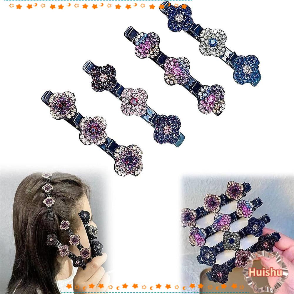 HS Bộ 4 Kẹp Tóc Vải Satin In Họa Tiết Hoa Xinh Xắn Thời Trang Cho Nữ