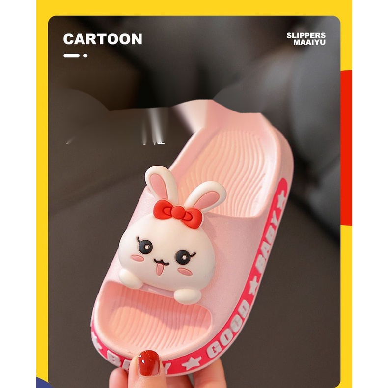 Dép Đi Trong Nhà Đế Mềm Chống Trượt Hình Thỏ Hoạt Hình Đáng Yêu Cho Trẻ Em