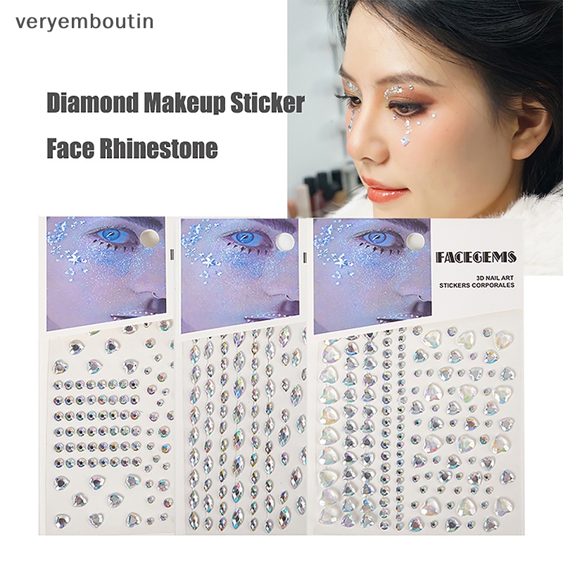 1 Tờ Nhãn Dán Trang Điểm Mắt Họa Tiết Kim Cương Lấp Lánh