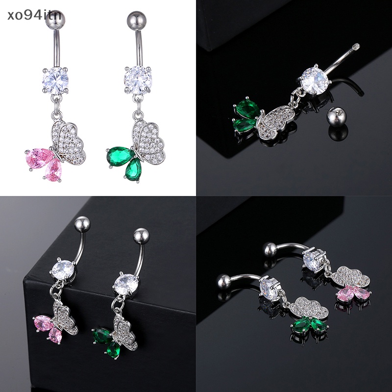 Khuyên Rốn Hình Bướm Đính Đá Zircon Bằng Thép Không Gỉ Thời Trang Cho Nữ