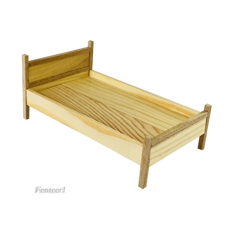 Mô Hình Giường Ngủ Mini Tỉ Lệ 1 / 12 Trang Trí Nhà Búp Bê