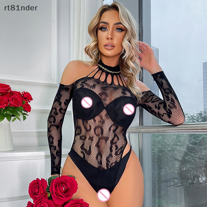 Bộ Đồ Lót Liền Thân Phối Lưới Xuyên Thấu Họa Tiết Da Báo Quyến Rũ Thời Trang Cho Nữ