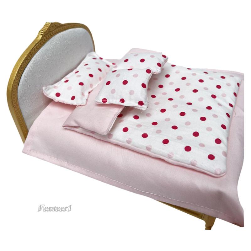 Giường Ngủ Mini Tỉ Lệ 1 / 12 Kích Thước 6 inch Dùng Làm Đạo Cụ Chụp Ảnh Cho Búp Bê