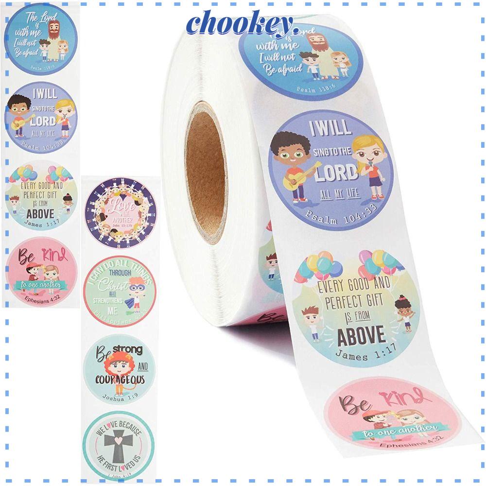 CHOOKEY Bộ 2 Cuộn 8 Thiết Kế Sticker Tròn In Chữ Tôn Giáo Độc Đáo Dùng Trang Trí