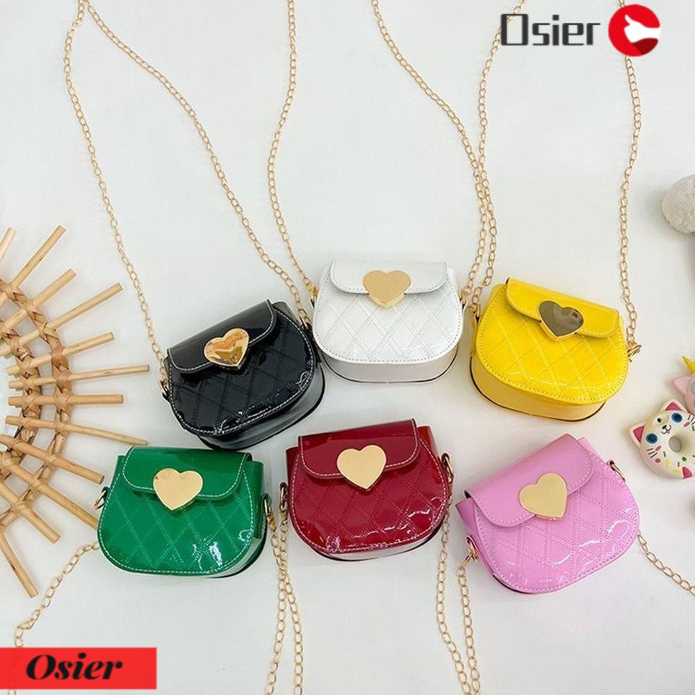 OSIER1 Túi Đeo Chéo Mini Bằng Da PU Chống Thấm Nước Hình Trái Tim Cho Bé