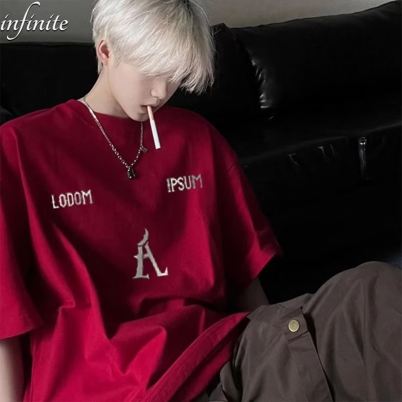 Áo Thun cotton Ngắn Tay Dáng Rộng Thời Trang retro Mỹ Cho Nam