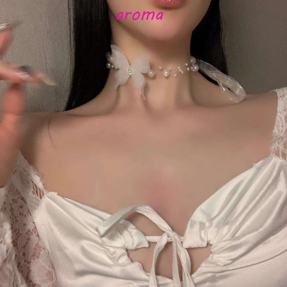 AROMA Vòng Cổ Dây Xích Mặt Hình Bướm Thời Trang Cho Nữ