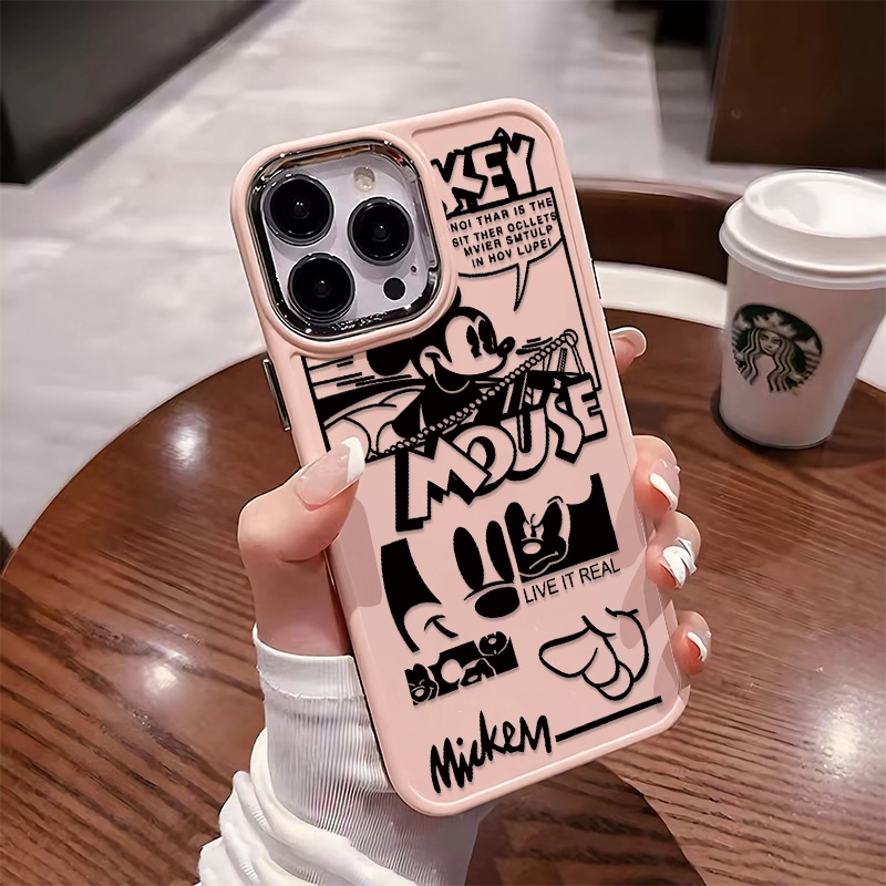 Ốp Điện Thoại Silicon Mềm Chống Sốc Nút Kim Loại Hình Chuột Dễ Thương Cho IPhone 14 13 12 11 Pro Max XS X XR 8 + 7 Plus