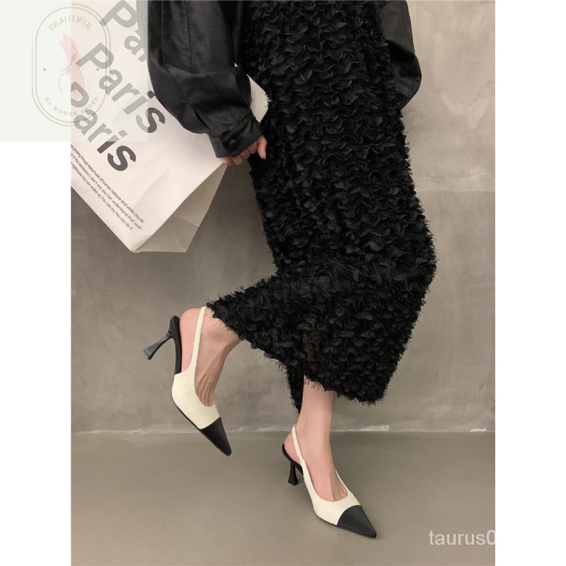 Giày Cao Gót Sandal Da PU Mũi Nhọn Thời Trang Sang Trọng 3-5cm