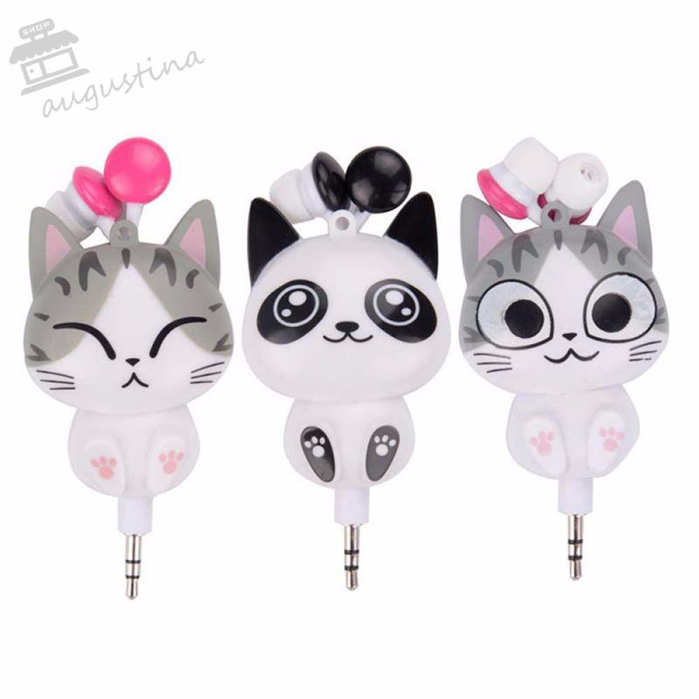 AUGUSTINA Tai Nghe Nhét Tai Có Dây 3.5mm / 3.5mm Hình Hoạt Hình Dễ Thương Cho Trẻ Em